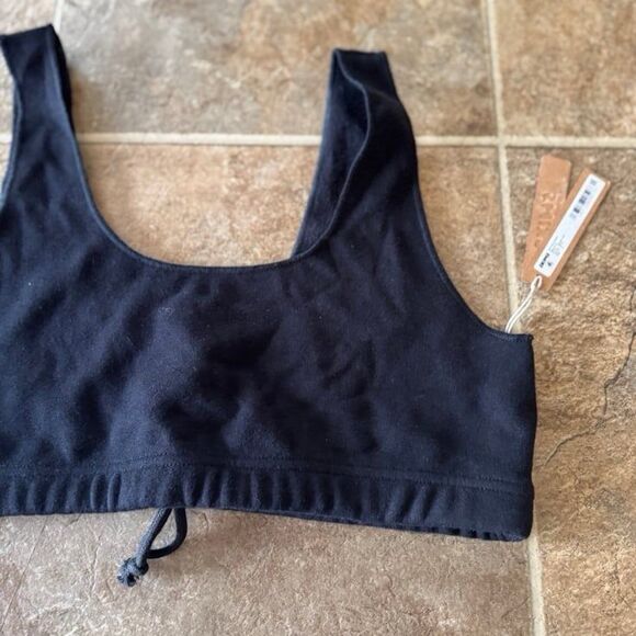 Skims Cotton Fleece Bralette Onyx Size Medium - Picture 6 of 12